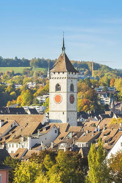 St. Johann church and city roofs, Schaffhausen, Switzerland