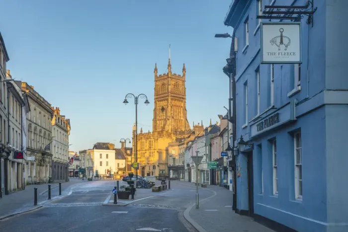 Framed Print : St. John Baptish Church and the High Street, Cirencester, Cotswolds, Gloucestershire Framed Print : St. John Baptish Church and the High Street, Cirencester, Cotswolds, Gloucestershire
