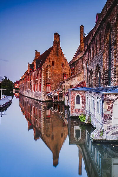 St. John hospital (Sint-Janshospitaal, now a museum) reflecting in the water canal
