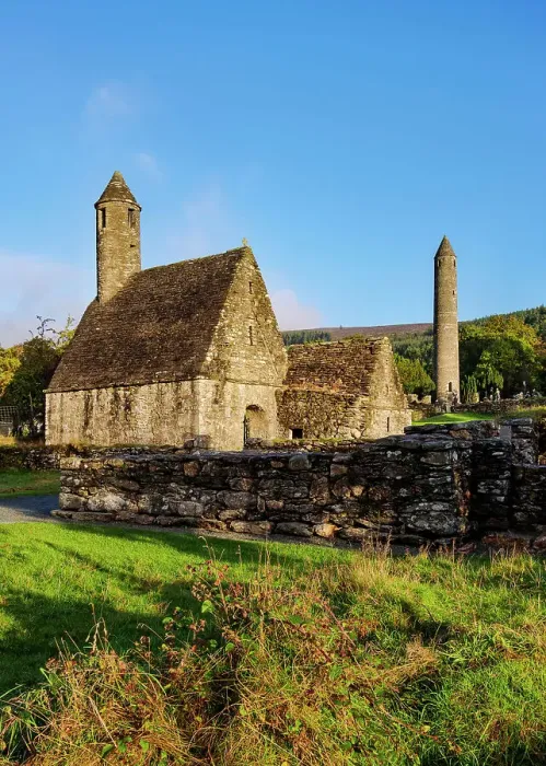 Framed Print : St. Kevin's Church and The Round Tower, Early Medieval Monastic Settlement, Glendalough, County Wicklow, Ireland Framed Print : St. Kevin's Church and The Round Tower, Early Medieval Monastic Settlement, Glendalough, County Wicklow, Ireland