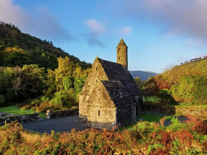 Framed Print : St. Kevin's Church at sunrise, Early Medieval Monastic Settlement, Glendalough, County Wicklow, Ireland Framed Print : St. Kevin's Church at sunrise, Early Medieval Monastic Settlement, Glendalough, County Wicklow, Ireland