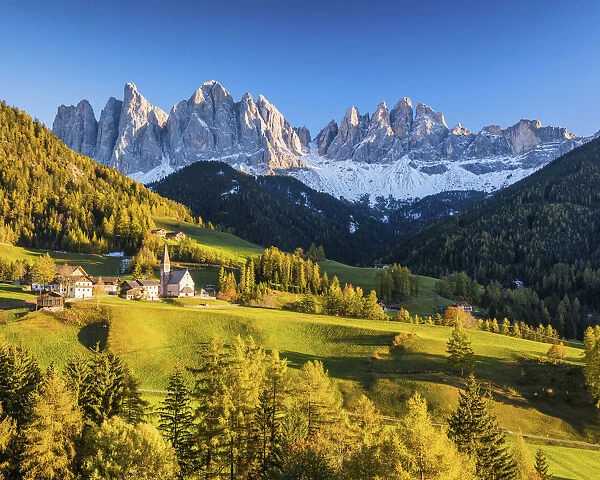 St. Magdalena in Autumn, Val di Funes, Dolomites, South Tyrol, Italy