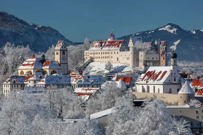 Framed Print : St. Mang Monastery and High Castle, Fussen, Swabia, Bavarian Alps, Bavaria, Germany Framed Print : St. Mang Monastery and High Castle, Fussen, Swabia, Bavarian Alps, Bavaria, Germany