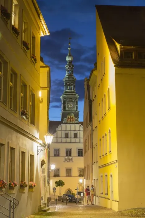 Framed Print : St Marien Church at dusk, Pirna, Saxony, Germany Framed Print : St Marien Church at dusk, Pirna, Saxony, Germany
