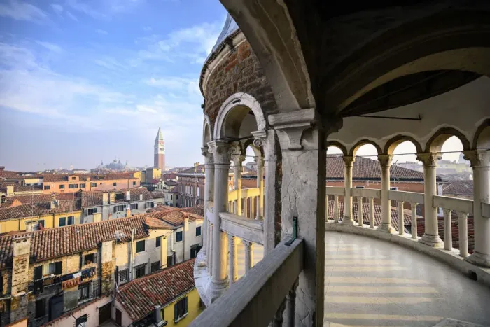 Framed Print : St Mark bell tower as seen from the top of Contarini del Bovolo stairway Framed Print : St Mark bell tower as seen from the top of Contarini del Bovolo stairway