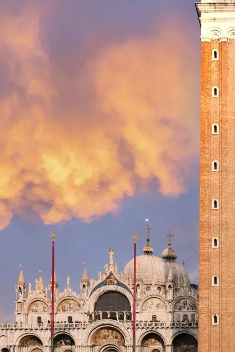 Framed Print : St Mark Cathedral and Campanile at sunset, Venice, Veneto, Italy Framed Print : St Mark Cathedral and Campanile at sunset, Venice, Veneto, Italy