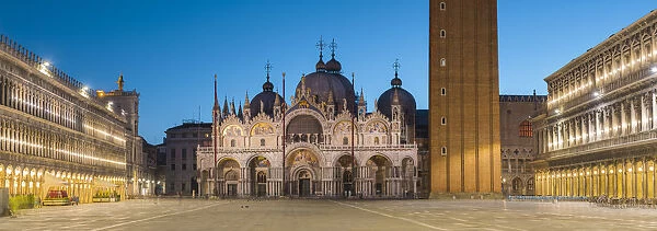 St Marks square and basilica at dusk, Venice, Veneto, Italy