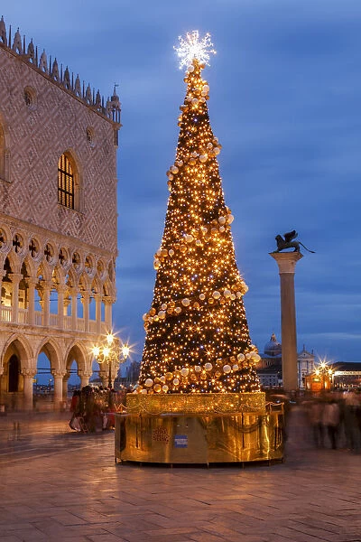 St Marks Square, Christmas decorations Venice, Veneto, Italy
