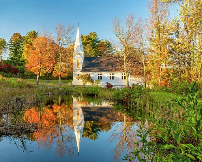 Framed Print : St. Matthew's Chapel Reflecting in Pond, Sugar Hill, New Hampshire, New England, USA Framed Print : St. Matthew's Chapel Reflecting in Pond, Sugar Hill, New Hampshire, New England, USA