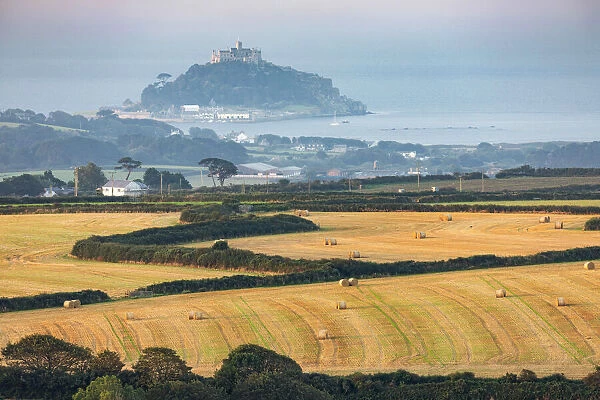 St Michaels Mount from Trencrom Hill, Cornwall, England, UK