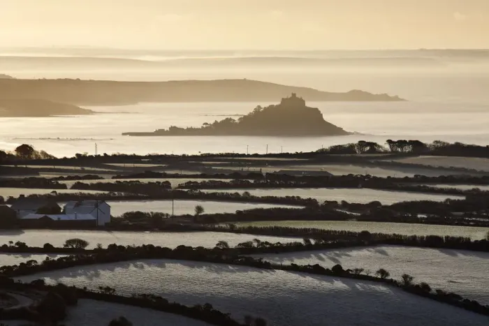 Framed Print : St Michaels Mount from Trencrom Hill, Cornwall, England Framed Print : St Michaels Mount from Trencrom Hill, Cornwall, England