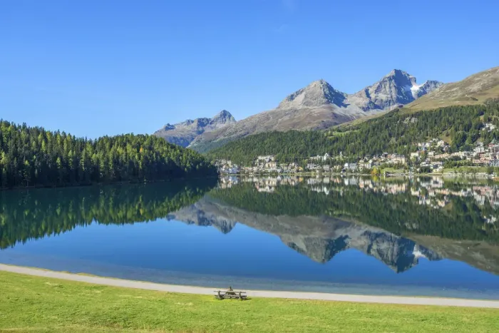 Framed Print : St. Moritz with St. Moritz lake, Upper Engadin, Grisons (Graubunden), Switzerland Framed Print : St. Moritz with St. Moritz lake, Upper Engadin, Grisons (Graubunden), Switzerland