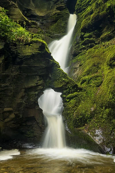 St. Nectans Glen Waterfall, near Tintagel, Cornwall, England