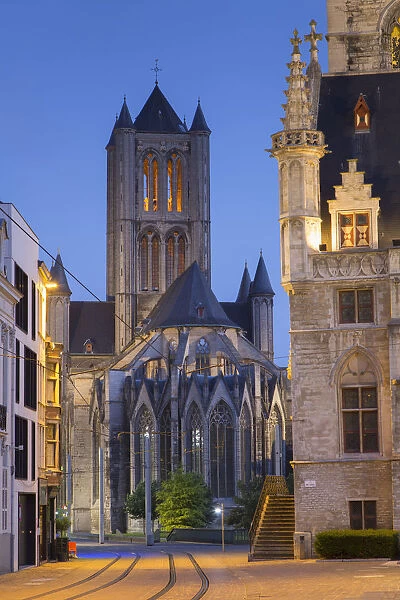 St Nicholas Church at dawn, Ghent, Flanders, Belgium