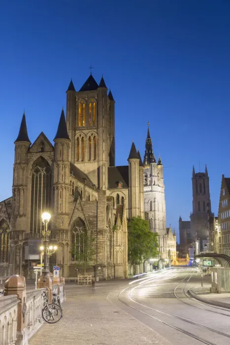 Framed Print : St Nicholas Church at dusk, Ghent, Flanders, Belgium Framed Print : St Nicholas Church at dusk, Ghent, Flanders, Belgium