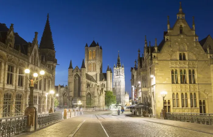 Framed Print : St Nicholas Church at dusk, Ghent, Flanders, Belgium Framed Print : St Nicholas Church at dusk, Ghent, Flanders, Belgium