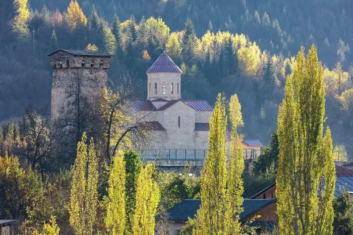 Framed Print : St. Nicolas Church & tower, , Mestia, Upper Svaneti (Zemo Svaneti), Georgia Framed Print : St. Nicolas Church & tower, , Mestia, Upper Svaneti (Zemo Svaneti), Georgia