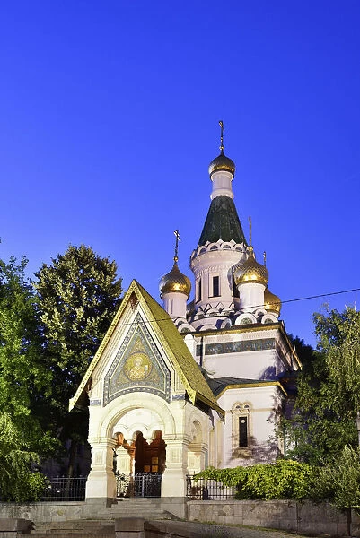 St Nikolai Russian Church (Church of St Nicholas the Miracle-Maker) at dusk. Sofia