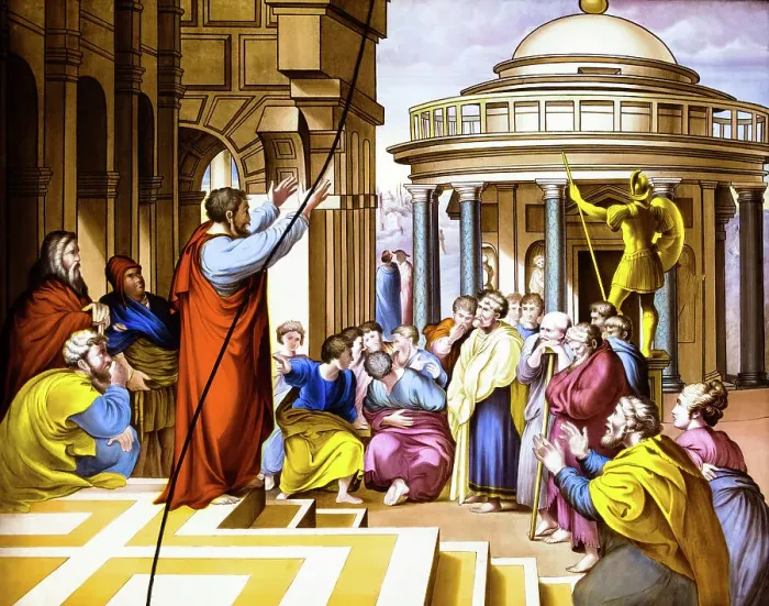 Framed Print : St Paul preaching in Athens, c 1820, unknown artist, The Stained Glass Museum, Ely Cathedral, Ely, Cambridgeshire, England Framed Print : St Paul preaching in Athens, c 1820, unknown artist, The Stained Glass Museum, Ely Cathedral, Ely, Cambridgeshire, England