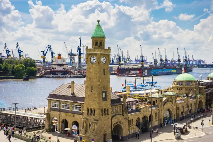 Framed Print : St. Pauli LandungsbrAocken and Port of Hamburg, St. Pauli, Hamburg, Germany Framed Print : St. Pauli LandungsbrAocken and Port of Hamburg, St. Pauli, Hamburg, Germany