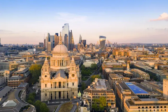 Framed Print : St Pauls Cathedral and city of London, bathing in the afternoon light, London, England