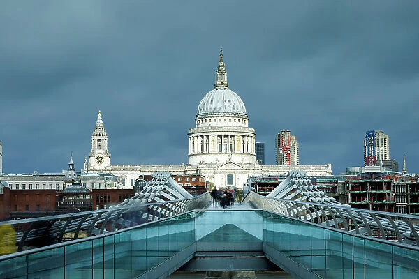St Paul's Cathedral and the Millenium Bridge, London, England, UK