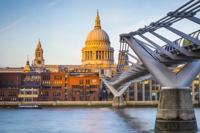 Framed Print : St. Pauls Cathedral & Millennium bridge, London, England, UK Framed Print : St. Pauls Cathedral & Millennium bridge, London, England, UK
