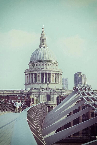 St. Pauls Cathedral and the Millennium bridge, London, England, UK