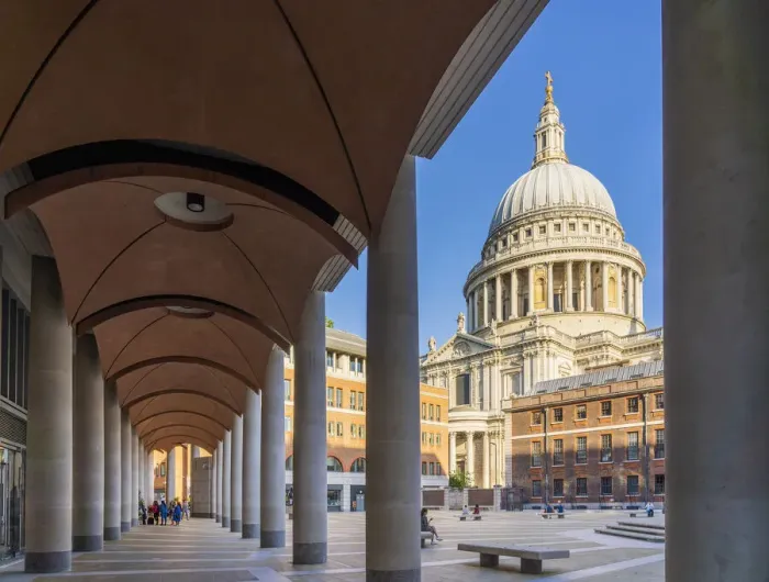 Framed Print : St pauls Cathedral from Paternoster Square, City of London, London, England, UK Framed Print : St pauls Cathedral from Paternoster Square, City of London, London, England, UK