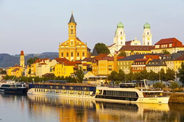 Framed Print : St. Pauls church & St. Stephans Cathedral illuminated at sunset, Passau, Lower Bavaria Framed Print : St. Pauls church & St. Stephans Cathedral illuminated at sunset, Passau, Lower Bavaria