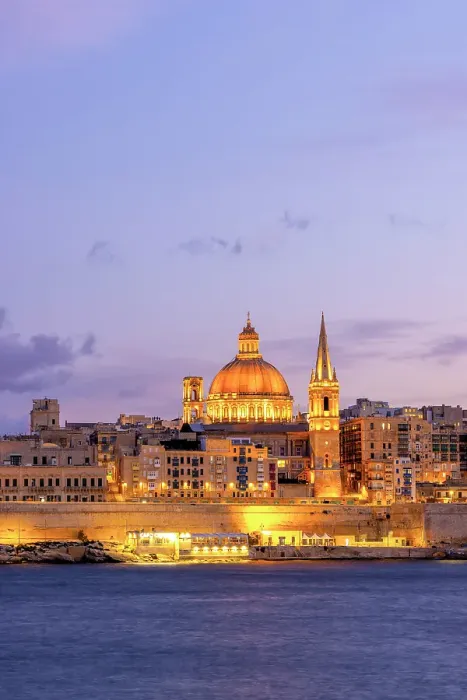 Framed Print : St Paul's Pro-Cathedral and The Basilica of Our Lady of Mount Carmel at Dusk, Marsamxett Harbour, Valletta, Malta, Southern Europe Framed Print : St Paul's Pro-Cathedral and The Basilica of Our Lady of Mount Carmel at Dusk, Marsamxett Harbour, Valletta, Malta, Southern Europe