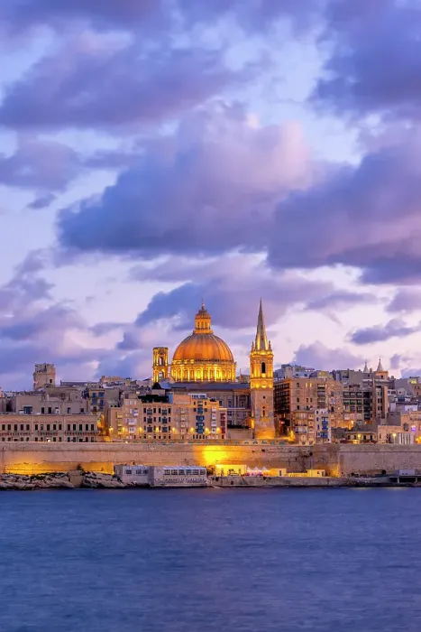 Framed Print : St Paul's Pro-Cathedral and The Basilica of Our Lady of Mount Carmel at Dusk, Marsamxett Harbour, Valletta, Malta, Southern Europe Framed Print : St Paul's Pro-Cathedral and The Basilica of Our Lady of Mount Carmel at Dusk, Marsamxett Harbour, Valletta, Malta, Southern Europe