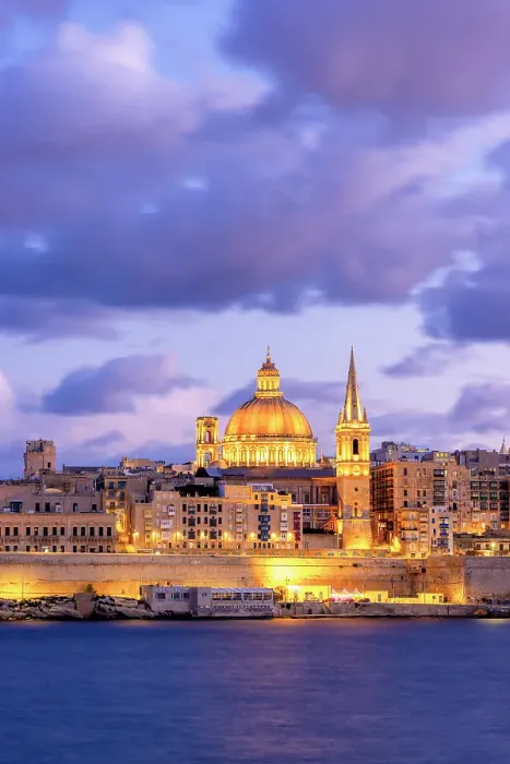 Framed Print : St Paul's Pro-Cathedral and The Basilica of Our Lady of Mount Carmel at Dusk, Marsamxett Harbour, Valletta, Malta, Southern Europe Framed Print : St Paul's Pro-Cathedral and The Basilica of Our Lady of Mount Carmel at Dusk, Marsamxett Harbour, Valletta, Malta, Southern Europe