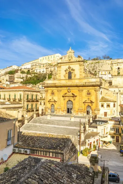 Framed Print : St Peter church in Modica viewed from an elevated terrace, Modica, Ragusa province Framed Print : St Peter church in Modica viewed from an elevated terrace, Modica, Ragusa province