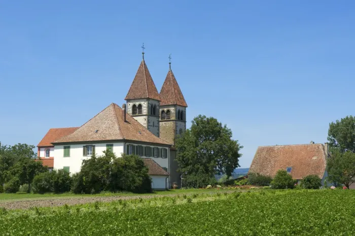 Framed Print : St Peter and Paul Church on Reichenau Island, Lake Constance, Baden-Wuerttemberg, Germany