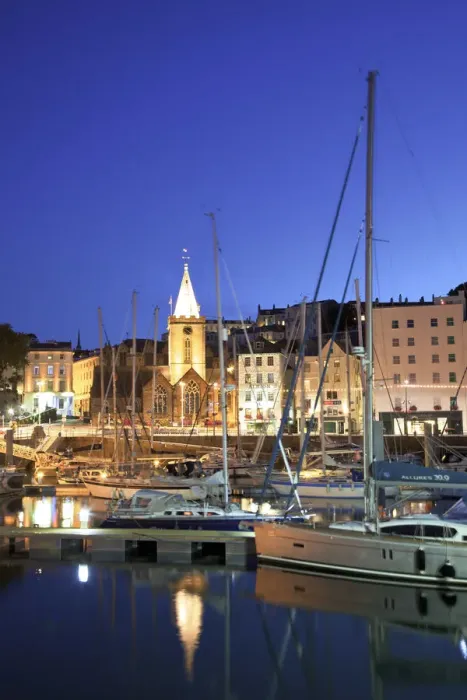 Framed Print : St. Peter Port Harbour At Night, Guernsey, Channel Islands Framed Print : St. Peter Port Harbour At Night, Guernsey, Channel Islands