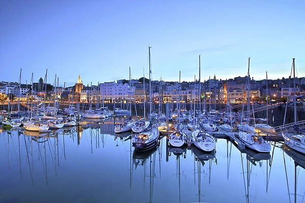 St. Peter Port Harbour At Night, Guernsey, Channel Islands