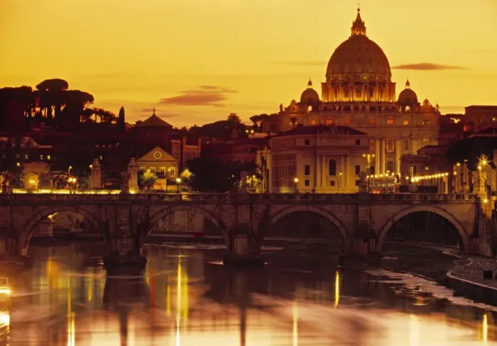 Framed Print : St Peters Basilica & Ponte Saint Angelo, Rome, Italy