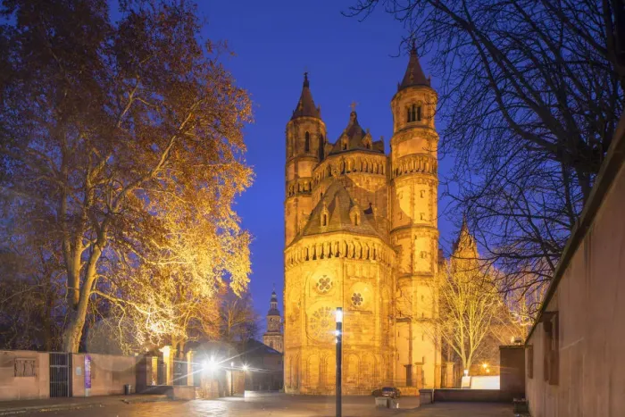 Framed Print : St Peters Cathedral at dusk, Worms, Rhineland-Palatinate, Germany Framed Print : St Peters Cathedral at dusk, Worms, Rhineland-Palatinate, Germany