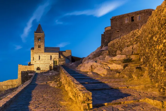 Framed Print : St. Peters Church at Night, Portovenere, Liguria, Italy