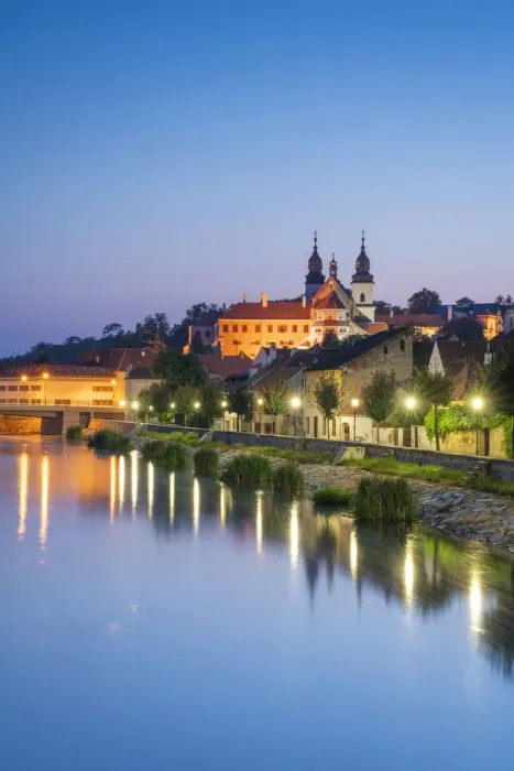 Framed Print : St. Procopius Basilica and waterfront by Jihlava river at night, UNESCO, Trebic Framed Print : St. Procopius Basilica and waterfront by Jihlava river at night, UNESCO, Trebic