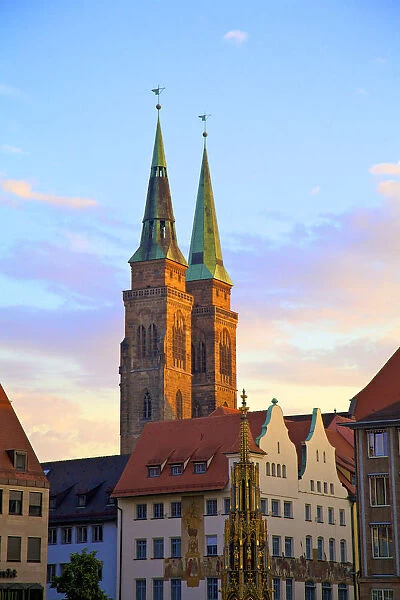 St. Sebald Church, (St. Sebaldus Church) at Sunset, Nuremberg, Bavaria, Germany