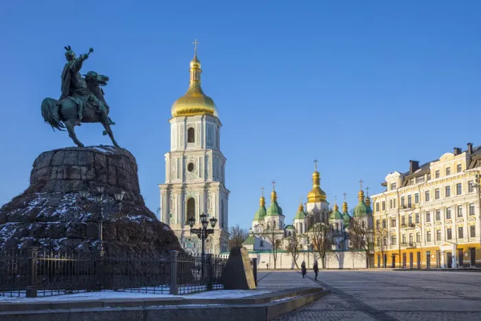 Framed Print : St. Sophias Cathedral and Bell Tower, Sofiyivska Square, Kiev (Kyiv), Ukraine