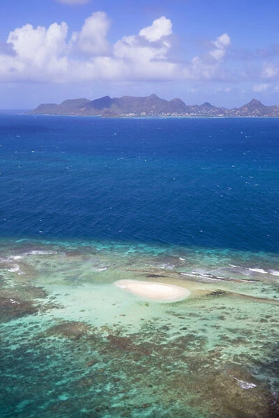 St Vincent and The Grenadines, Aerial view of a sand bank