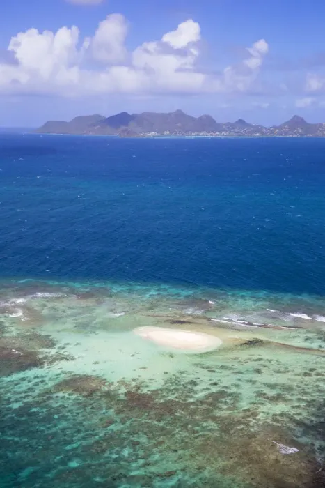 Framed Print : St Vincent and The Grenadines, Aerial view of a sand bank Framed Print : St Vincent and The Grenadines, Aerial view of a sand bank