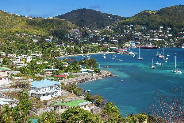 St Vincent and The Grenadines, Bequia, View of Admiralty Bay and Port Elizabeth