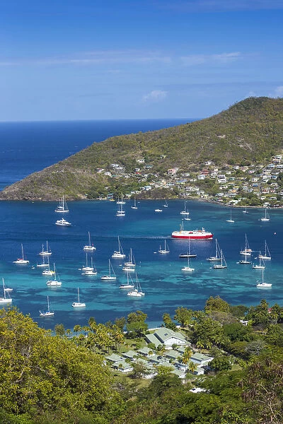 St Vincent and The Grenadines, Bequia, View over Bequia Plantation Hotel to Admiralty Bay