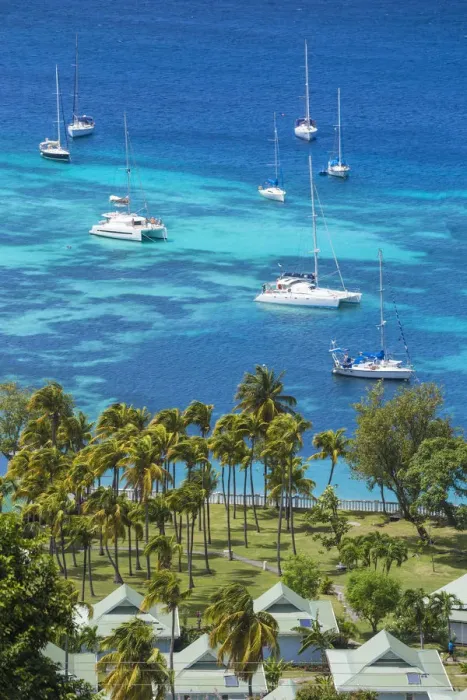Framed Print : St Vincent and The Grenadines, Bequia, View over Bequia Plantation Hotel to Admiralty Bay Framed Print : St Vincent and The Grenadines, Bequia, View over Bequia Plantation Hotel to Admiralty Bay