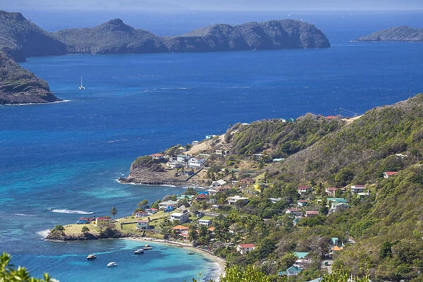 St Vincent and The Grenadines, Bequia, View of Friendship Bay and Petit Nevis