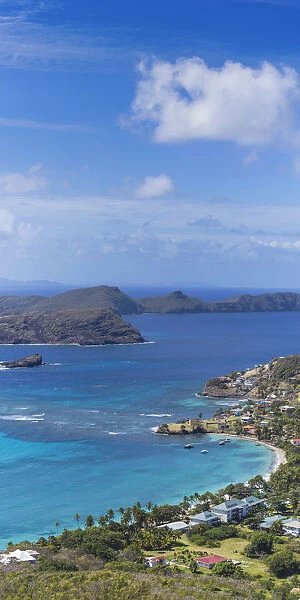 St Vincent and The Grenadines, Bequia, View of Friendship Bay, Petit Nevis and Isle